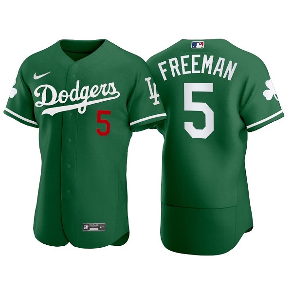 Men's Los Angeles Dodgers #5 Freddie Freeman Green Flex Base Stitched Jersey Men's Los Angeles Dodgers #5 Freddie Freeman Green Flex Base Stitched Jersey